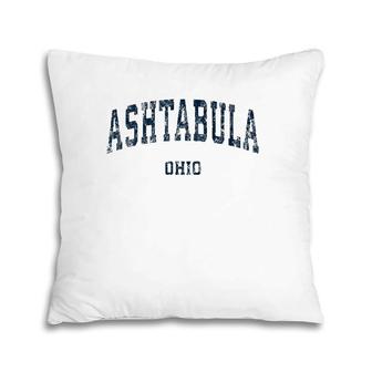 Ashtabula Ohio Oh Vintage Varsity Sports Navy Design Pillow | Mazezy