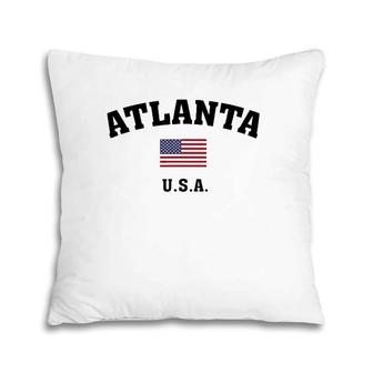 Atlanta Usa With American Flag Pillow | Mazezy