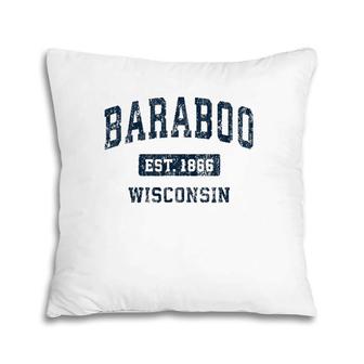 Baraboo Wisconsin Wi Vintage Sports Design Navy Pillow | Mazezy