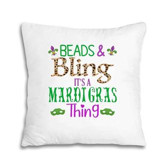 Beads & Bling It's A Mardi Gras New Orleans Tee For Women Pillow | Mazezy