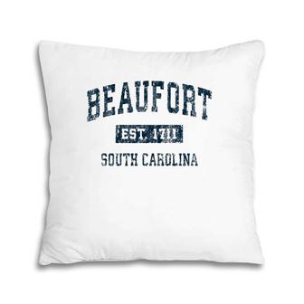 Beaufort South Carolina Sc Vintage Sports Design Navy Print Pillow | Mazezy