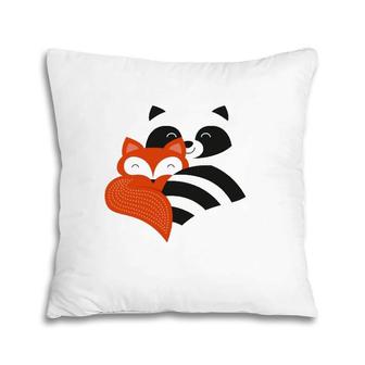 Best Friends Cute Fox & Raccoon Pillow | Mazezy
