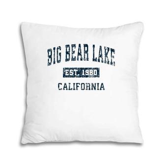 Big Bear Lake California Ca Vintage Sports Design Navy Print Pillow | Mazezy