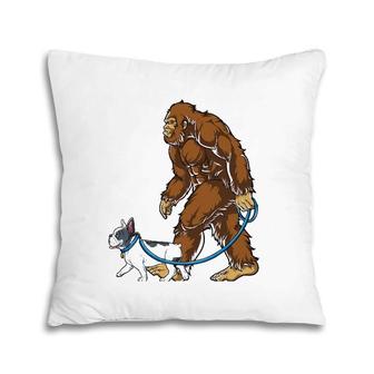Bigfoot French Bulldog Dog Walk Funny Sasquatch Lovers Men Pillow | Mazezy