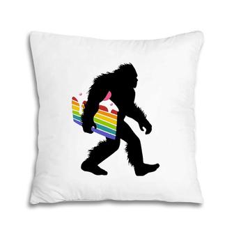 Bigfoot Rainbow Cake Sasquatch Decorator Pillow | Mazezy