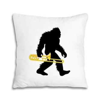 Bigfoot Trombone , Sasquatch Trombonist Tee Apparel Pillow | Mazezy