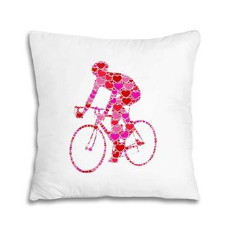 Bike Pink Red Heart Valentine's Day Gift For Bicycle Racer Tank Top Pillow | Mazezy