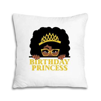 Birthday Princess Afro Crown Glasses Cute Birthday Princess Pillow | Mazezy