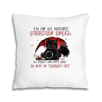 Black Cat I'm On My Second Guardian Angel My First One Quilt Pillow | Mazezy