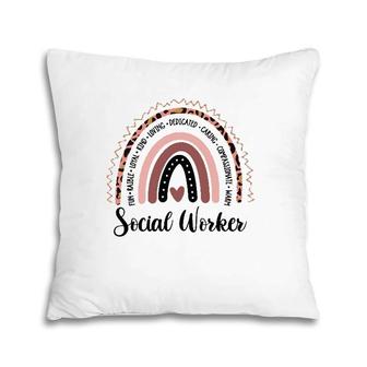 Boho Rainbow Social Worker, Social Worker Appreciation Pillow | Mazezy