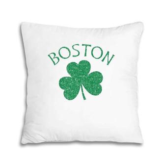 Boston Irish Shamrock Distressed Green Print Pillow | Mazezy