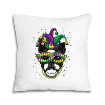 Boston Terrier Dog Lover Cute Mardi Gras Carnival Jester Pillow | Mazezy