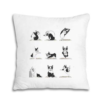 Boston Terriers Yoga Asana Pose Meditation Funny Pillow | Mazezy