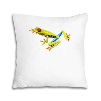 Brightly Colorful Red Eyed Tree Frog Gift Idea Pillow | Mazezy