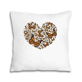 Butterfly Heart Love Cute Monarch Butterflies Pillow | Mazezy
