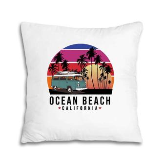 California Ocean Beach Retro Surfer Pillow | Mazezy