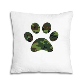Camo Camouflage Paw Print Pillow | Mazezy