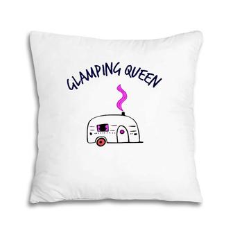 Camping And Glamping Tees Glamping Queen Happy Glamper Tee Pillow | Mazezy