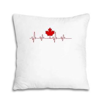 Canada Heartbeat Canadian Pride Maple Leaf Novelty Gift Zip Pillow | Mazezy