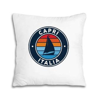 Capri Italy Vintage Sailboat Retro 70S Pillow | Mazezy