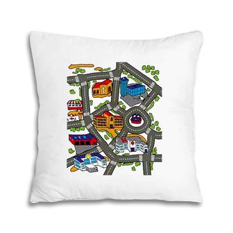 Car Play Mat Race Track Road Map Rug Design Illustration Pillow | Mazezy CA