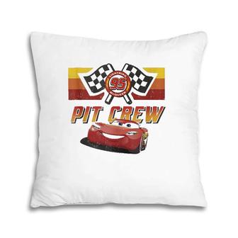 Cars Mcqueen Pit Crew Red Distressed Pillow | Mazezy