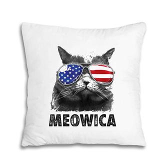 Cat 4Th Of July Meowica Merica Men Women Usa American Flag Pillow | Mazezy