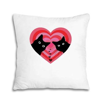 Cat Couple Retro Vintage Funny Black Cat Valentine's Day Pillow | Mazezy