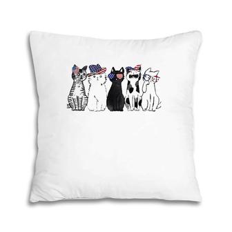 Cat Lover July 4Th Fourth Of July Funny Cats American Flag Pillow | Mazezy