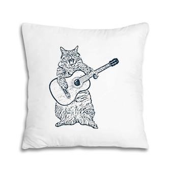 Cat Playing Guitar Guitar Player Cat Lover Pillow | Mazezy