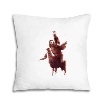 Cat Riding Sloth Llama Lover Pillow | Mazezy