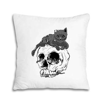 Cat Skull Occult Pagan Goth Gifts Pillow | Mazezy