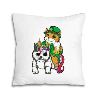 Caticorn St Patricks Day Cat Unicorn Leprechaun Irish Cat Pillow | Mazezy