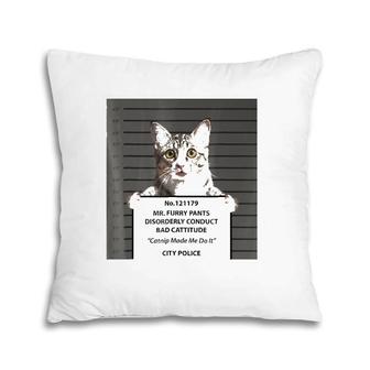 Catnip Cat Bad Cattitude Funny Cat Lover Kitten Gift Pillow | Mazezy