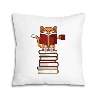 Cats And Reading Books Literature Pillow | Mazezy UK
