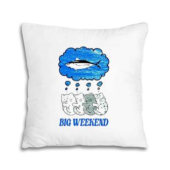 Cats Big Weekend Kitten Dreaming About Fish Pillow | Mazezy