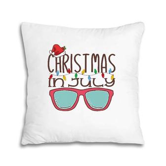 Christmas In July Santa Hat Sunglasses Summer Beach Vacation Pillow | Mazezy