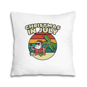 Christmas In July Summer Santa Vintage Xmas Tropical Gift Pillow | Mazezy