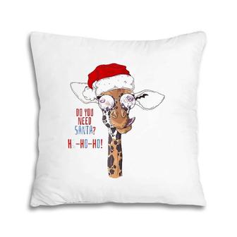 Christmas New Year Holiday , Xmas Santa Claus Giraffe Raglan Baseball Tee Pillow | Mazezy