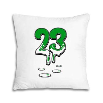 Christmas Number 23 Drip Sneaker Matching 3 Retro Pine Green Pillow | Mazezy