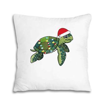 Christmas Sea Turtle With Santa Hat Holiday Cute Gift Pajama Raglan Baseball Tee Pillow | Mazezy