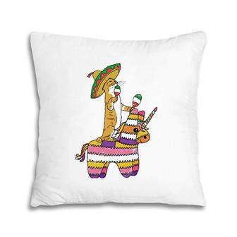Cinco De Meow Unicorn Piñata Cat Kitten Maracas Sombrero Pillow | Mazezy