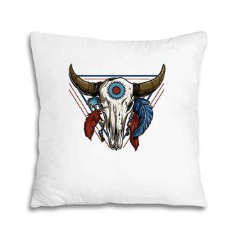 Classic Buffalo Skull Native American Tribe Totem Pillow | Mazezy