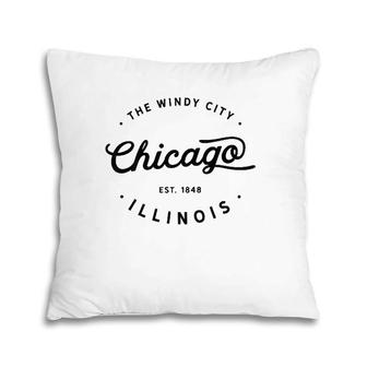 Classic Vintage Retro Chicago Illinois Windy City Souvenir Pillow | Mazezy