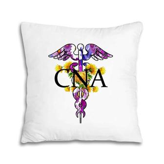 Cna Certified Nurse Assistant Caduceus With Flowers Flowery Pillow | Mazezy
