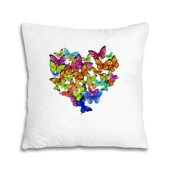 Colorful Cute Butterfly Heart - Butterflies Pillow | Mazezy