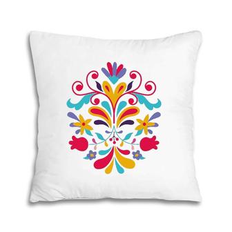 Colorful Floral Mexican Otomi Flowers Floral Otomi Gift Pillow | Mazezy