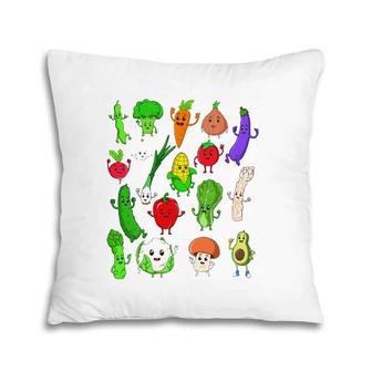 Comic Kawaii Vegetables Veggies Lover Pillow | Mazezy