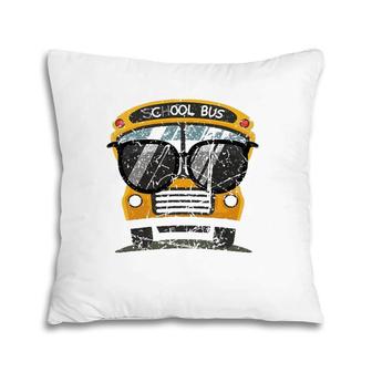 Cool Bus With Sunglasses School Bus Party Pillow | Mazezy