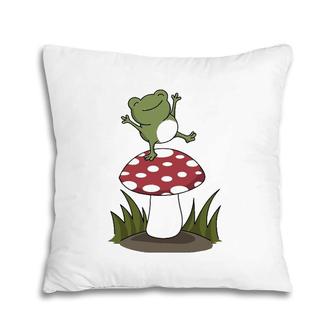 Cottagecore Mushroom Aesthetic Turtle Frog Animal Lover Pillow | Mazezy